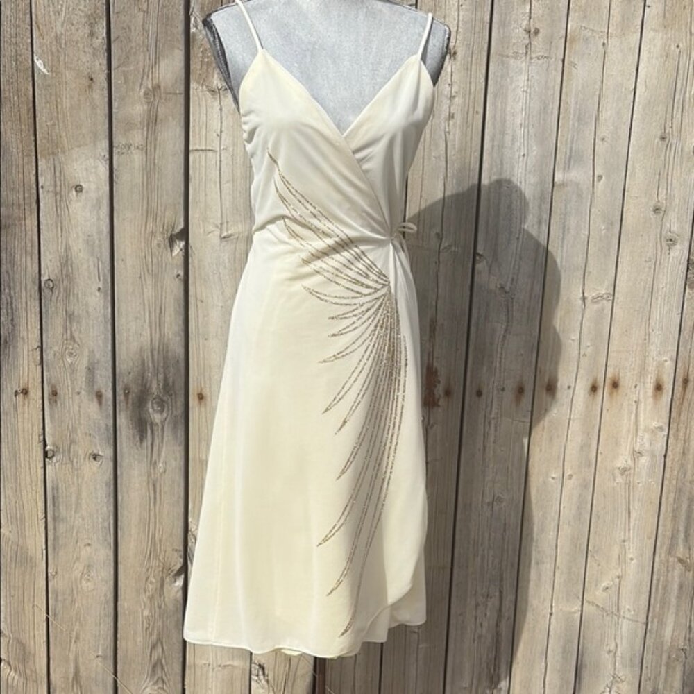 Vintage Joseph RIBKOFF cream starburst wrap dress Sz M